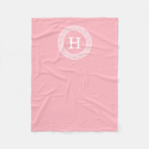 Couverture Polaire Monogramme initial du cadre de ligne de clé grecqu