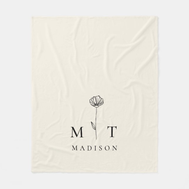 Couverture Polaire Monogramme initial minimaliste moderne (Devant)