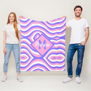 Couverture Polaire Monogramme les années 70 Super rose & violet psych