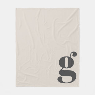 Couverture Polaire Monogramme moderne Gras Crème initiale Beige Minim