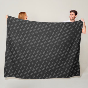 Couverture Polaire Monogramme moderne noir et gris