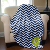 Monogramme Motif bleu et vert Zigzag