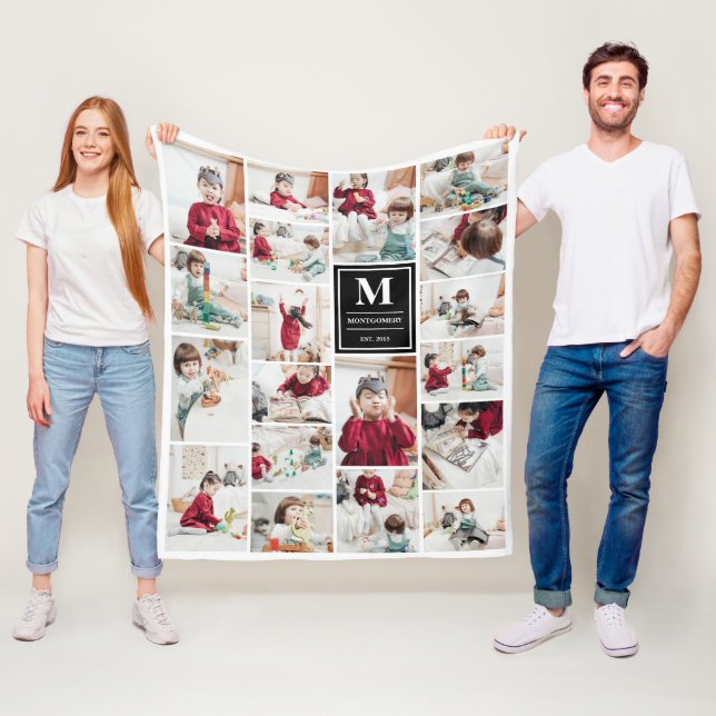 Couverture Polaire Monogramme noir 19 Photos Collage photo (En situation)