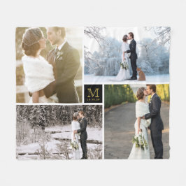 Couverture Polaire Monogramme noir et or 4 Mariage photo Collage