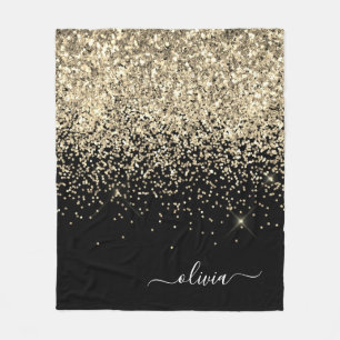 Couverture Polaire Monogramme Nom Paillettes Pailletées Fille Doré No