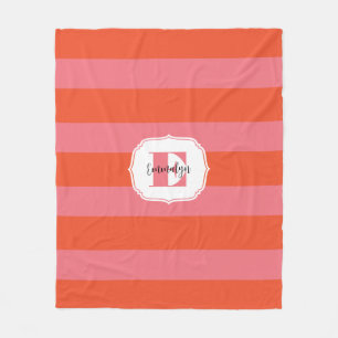 Couverture Polaire Monogramme orange et rose lumineux barré