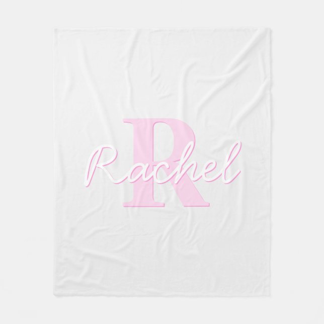 Couverture Polaire Monogramme personnalisable | Ombre rose et gris (Devant)