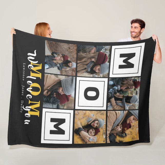 Couverture Polaire monogramme personnalisé Amour Maman Famille Photos (En situation)