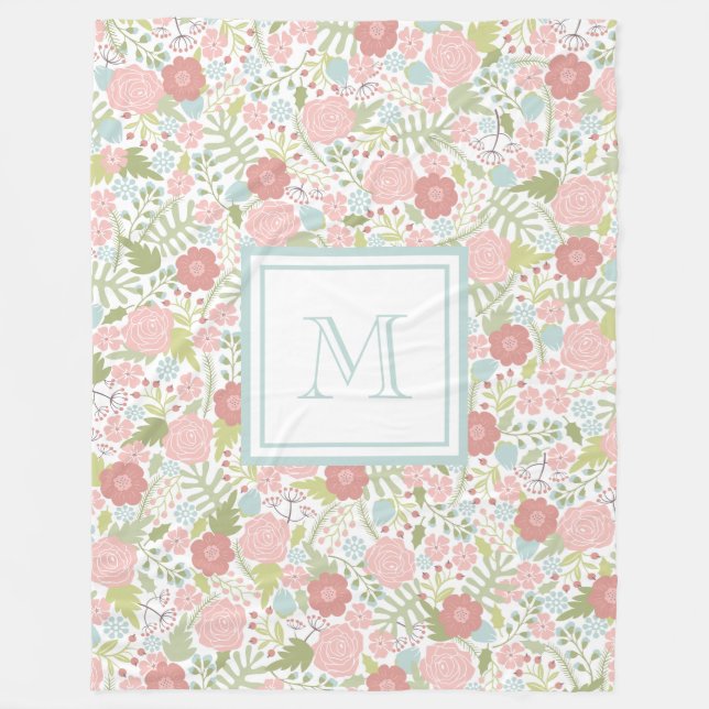 Couverture Polaire Monogramme personnalisé Blanche en polaire Pastel  (Devant)