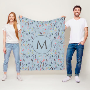 Couverture Polaire MONOGRAMME PERSONNALISÉ Bleu clair