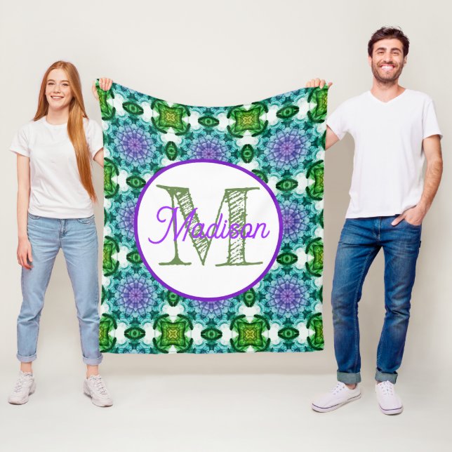 Couverture Polaire Monogramme personnalisé chats mignonettes couvertu (En situation)