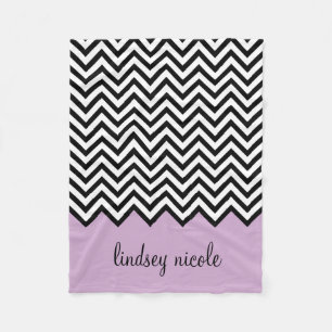 Couverture Polaire Monogramme personnalisé Chevron noir et violet