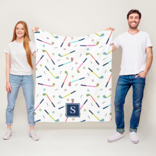 Couverture Polaire Monogramme personnalisé Cute Motif de golf Femmes