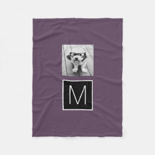Couverture Polaire Monogramme personnalisé noir et blanc 1 photo Coll