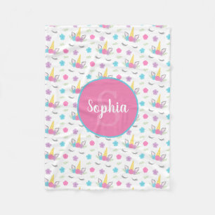 Couverture Polaire Monogramme personnalisé par visage floral de