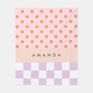Couverture Polaire Monogramme personnalisé Pastel Polka Dot Lilac chè