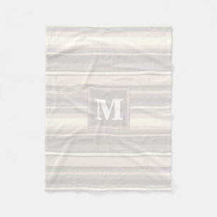 Couverture Polaire Monogramme rayures beiges