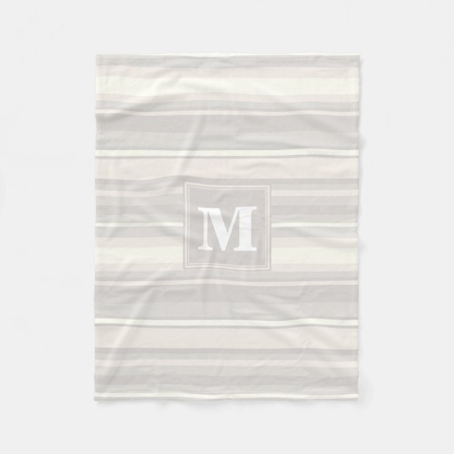 Couverture Polaire Monogramme rayures beiges (Devant)