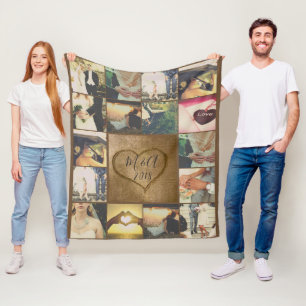 Couverture Polaire Monogramme romantique d'arbre de photo