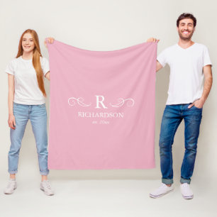 Couverture Polaire Monogramme rose