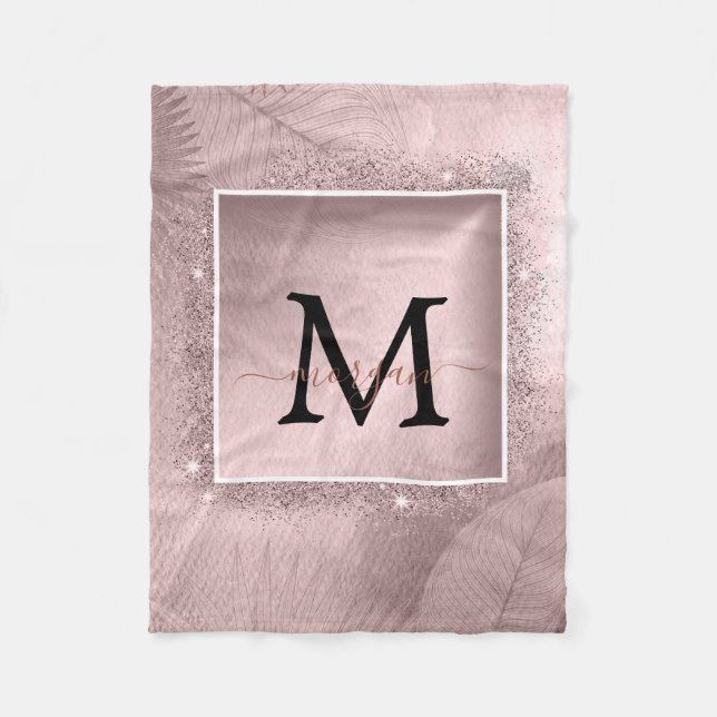 Couverture Polaire Monogramme rose Parties scintillant or (Devant)