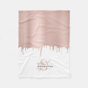 Couverture Polaire Monogramme Rose tendance Pink Gold