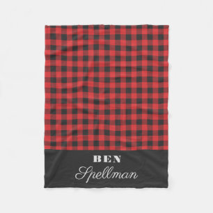 Couverture Polaire Monogramme rouge et noir