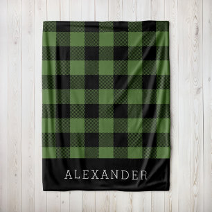 Couverture Polaire Monogramme Russe Green et Black Buffalo Check