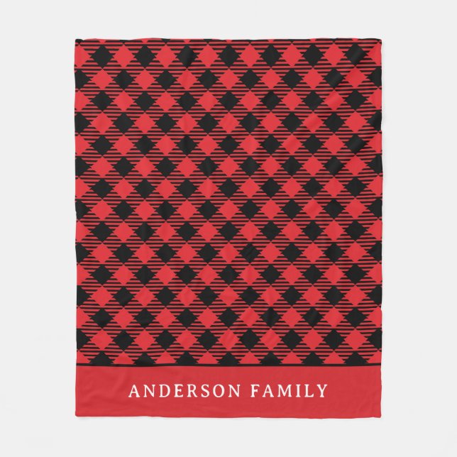 Couverture Polaire Monogramme Russe Red Black Buffalo Check (Devant)