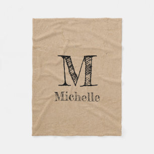 Couverture Polaire Monogramme Rustique Kraft papier Brown Look