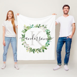 COUVERTURE POLAIRE MONOGRAMME SUCCULENT FRAIS D'AQUARELLE DE