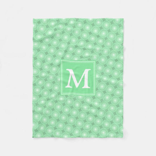 Couverture Polaire Monogramme vert ressort cercles motif (Devant)