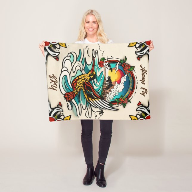 Couverture Polaire Monterey Tattoo Design : un symbole 30"X40" (En situation)