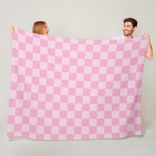 Couverture Polaire Montone à carreaux rose pâle et clair