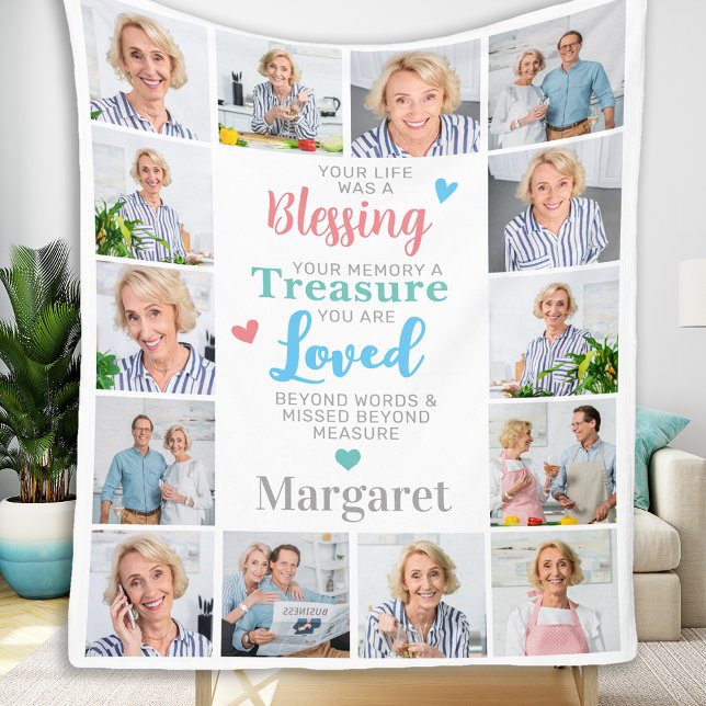 Couverture Polaire Monument commémoratif personnalisé 14 Collage phot (Créateur téléchargé)