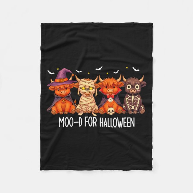 Couverture Polaire Moo-d For Halloween Boo Ghost Highland Cow Hallowe (Devant)