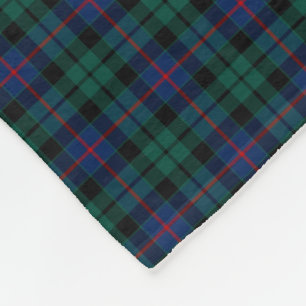 Couverture Polaire Morrison Clan vert et bleu Tartan