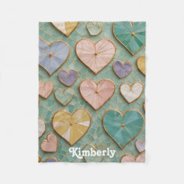 Couverture Polaire Mosaic Love : Coeurs Pastel