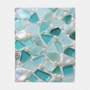 Couverture Polaire Mosaïque de verre de mer Charme côtier turquoise