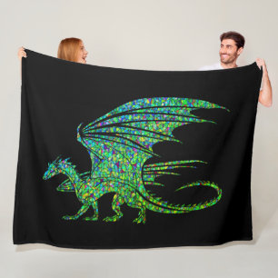 Couverture Polaire Mosaïque Extraordinaire de dragon vert