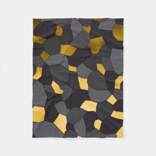 Couverture Polaire Mosaïque grise et noire d'or élégant élégant
