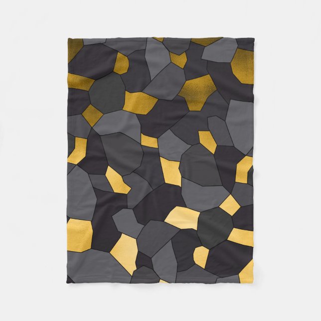 Couverture Polaire Mosaïque grise et noire d'or élégant élégant (Devant)