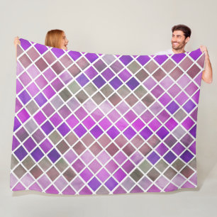 Couverture Polaire Mosaïque Rose Violet Orange Vert
