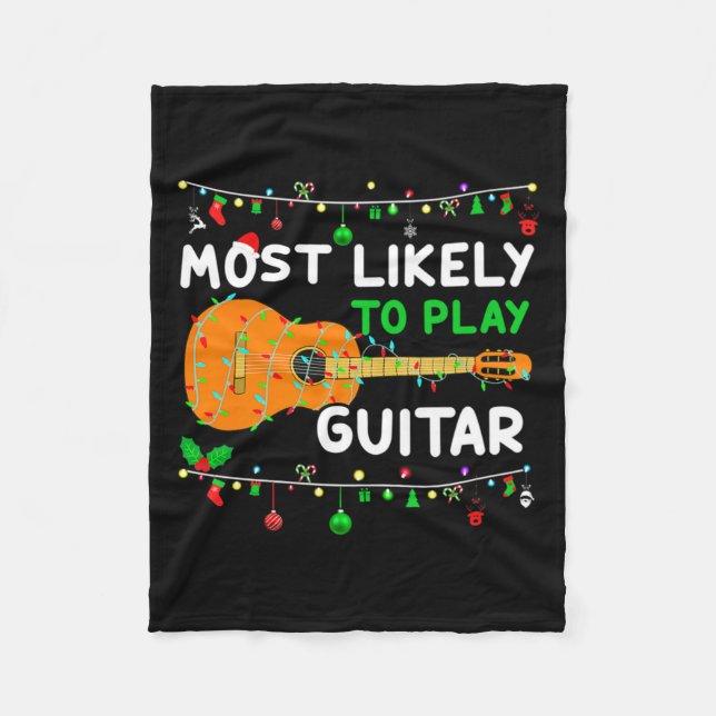 Couverture Polaire Most Likely To Play Guitar Christmas Funny Family  (Devant)