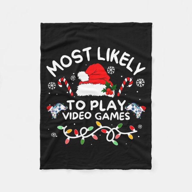 Couverture Polaire Most Likely To Play Video Games Xmas Gamer Family  (Devant)