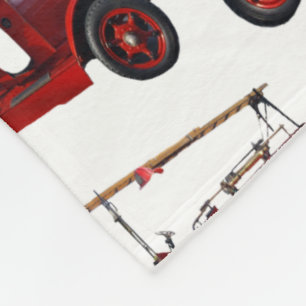 Couverture Polaire Moteur Vintage Rouge Avec Motif D'Échelle,