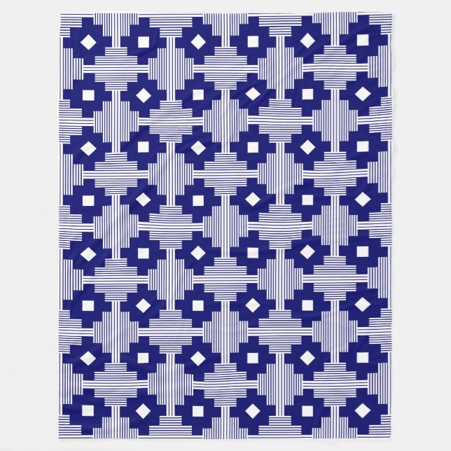 Couverture Polaire Motif 061214 - Marine profonde avec blanc (Devant)