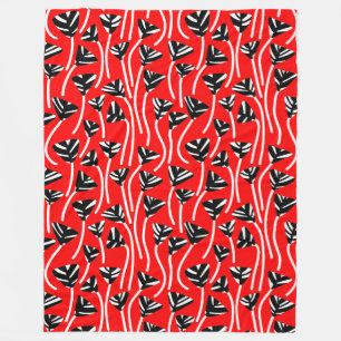 Couverture Polaire Motif 210121 - Noir, Blanc et Rouge