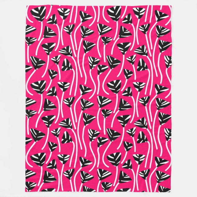 Couverture Polaire Motif 210121 - Noir, Blanc et Rouge néon (Devant)