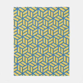 Couverture Polaire Motif 3D géométrique Hexagon Cube jaune bleu